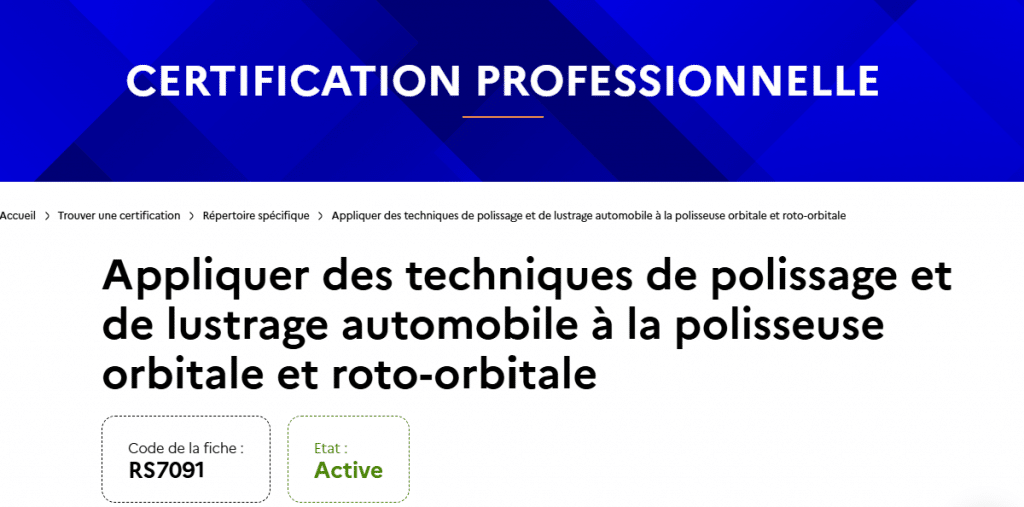 Certification Polissage Formation Detailing
