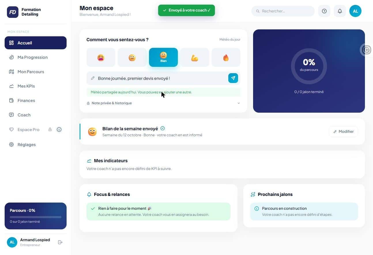 Outils pour gérer son entreprise auto : accueil de FD Pilot